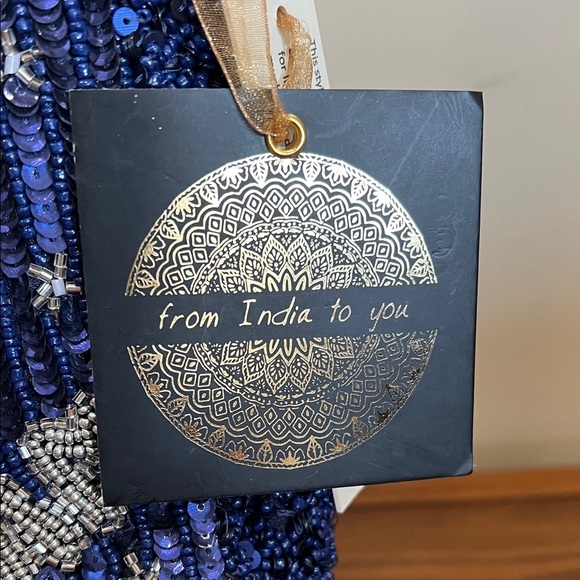 From India To You | Navy Beaded “Go Team” Shoulder Bag - Picture 3 of 13